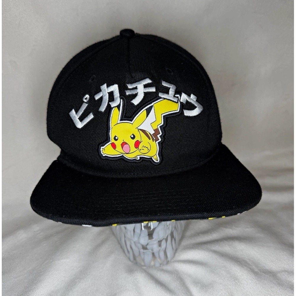 Pokémon Pikachu Black Adjustable Hat Cap Japanese Text Cotton